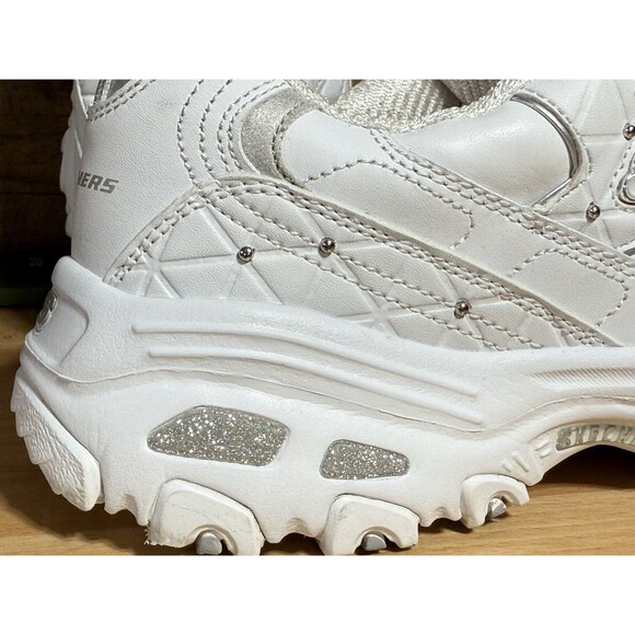 RARE Bedazzle SKECHERS Women's D'Lites Lightweight Memory Foam Sneakers 11 White - Picture 5 of 10